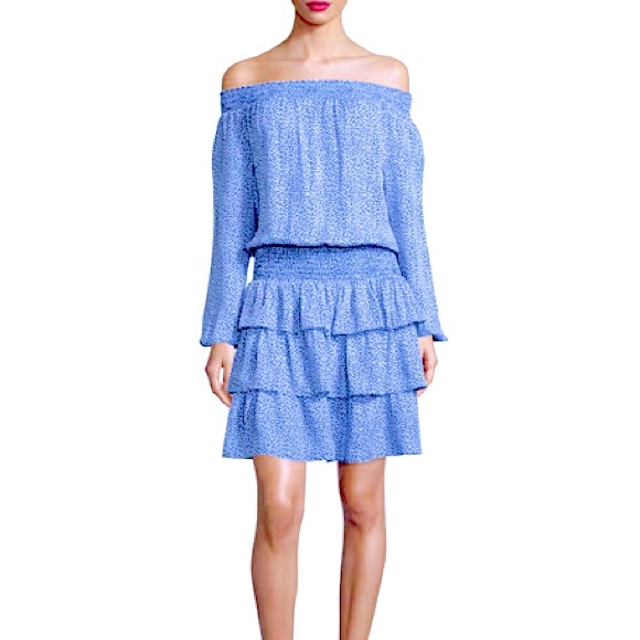 MICHAEL Michael Kors Dresses & Skirts - Michael Kors Off-Shoulder Tiered Ruffle Mini Dress Blue Medium